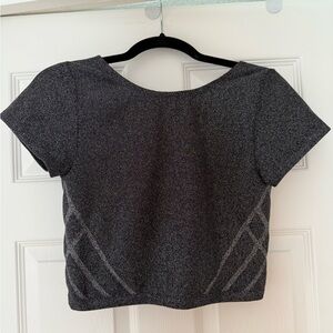 Aerie Black Glitter Open Back T-Shirt